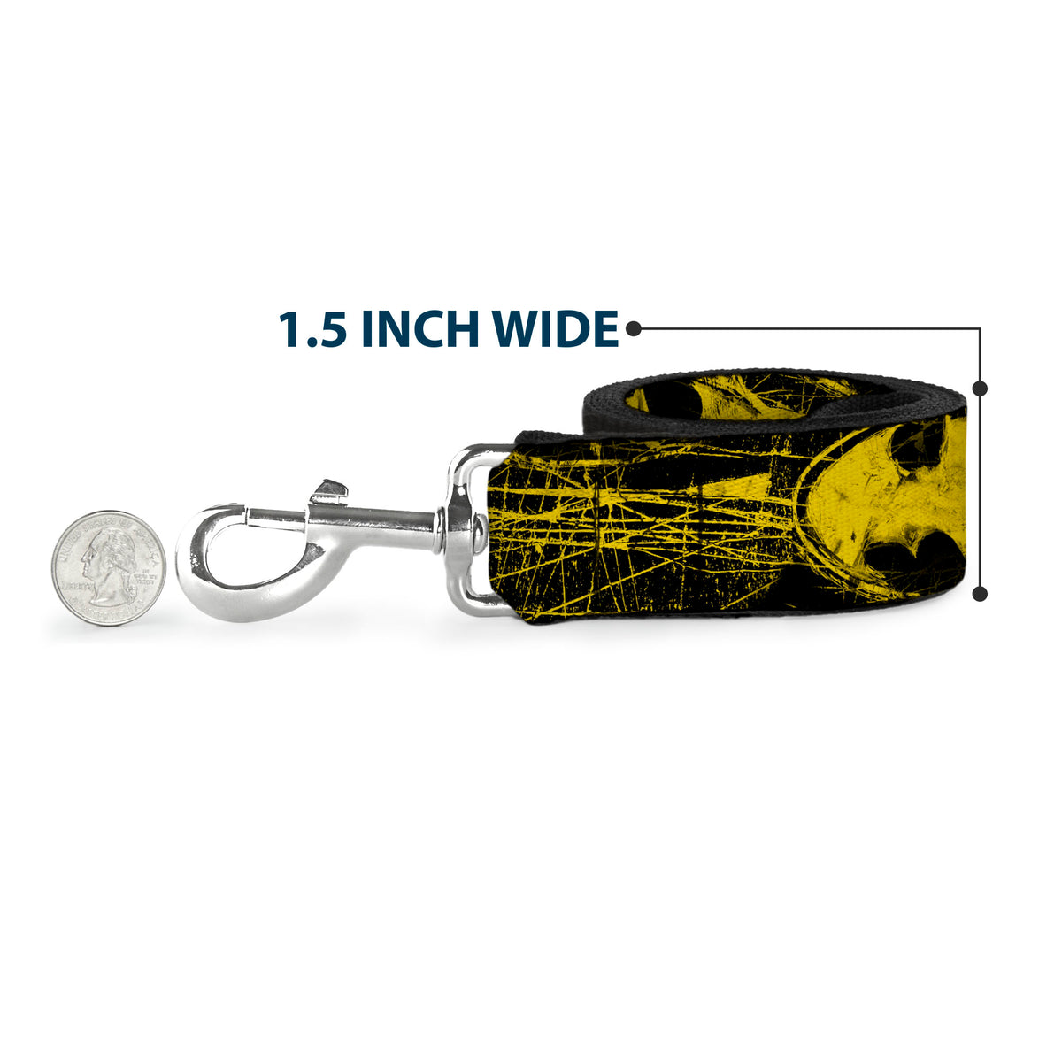 Dog Leash - Batman Shield CLOSE-UP Sketch Black/Yellow Dog Leashes DC Comics