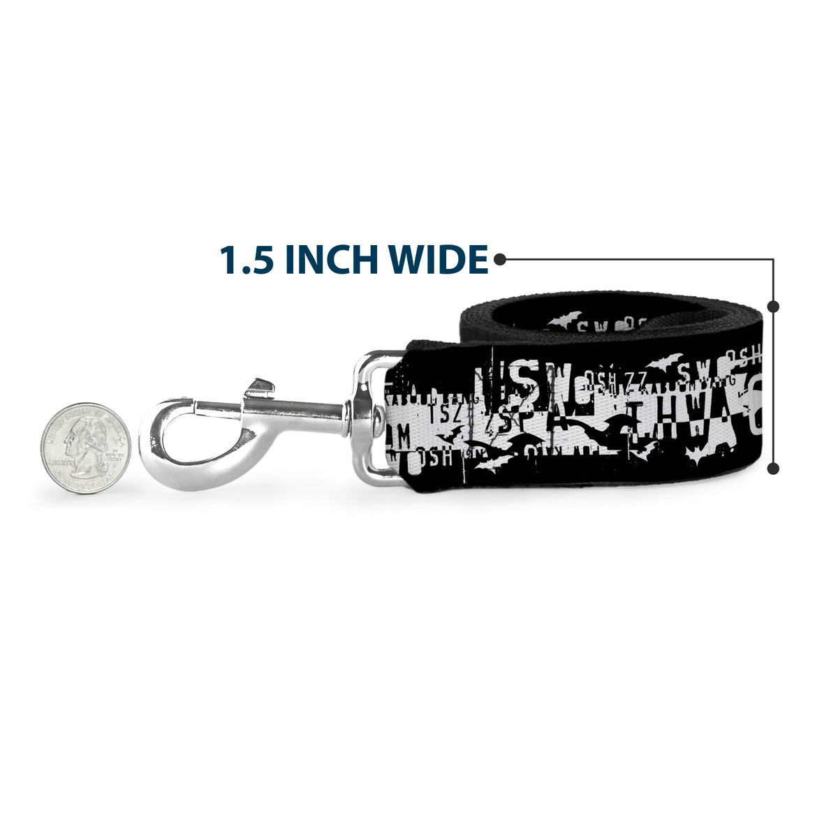 Dog Leash - Batman Action Verbiage Black/White Dog Leashes DC Comics