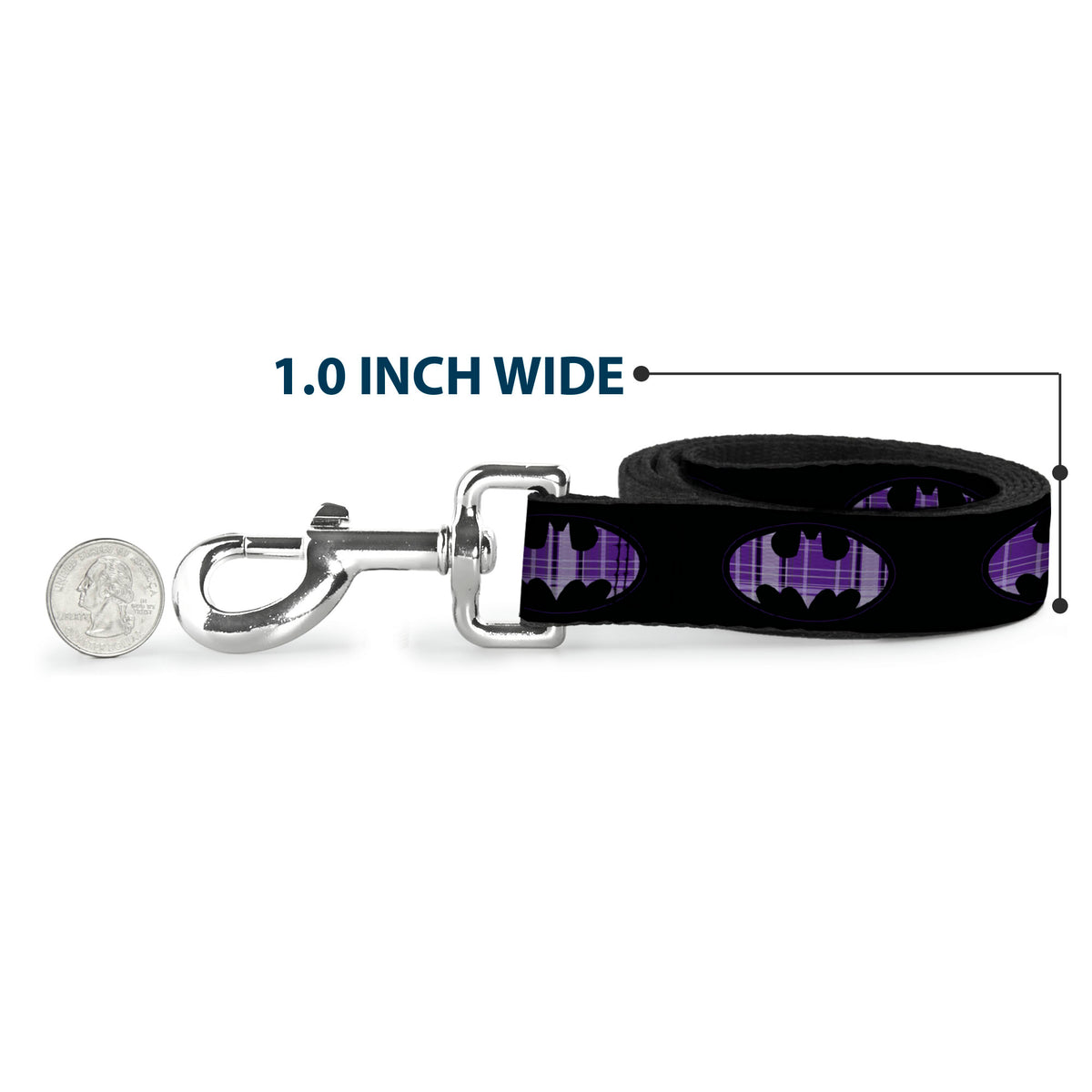 Dog Leash - Batman Signal Black/Purple Plaid Dog Leashes DC Comics
