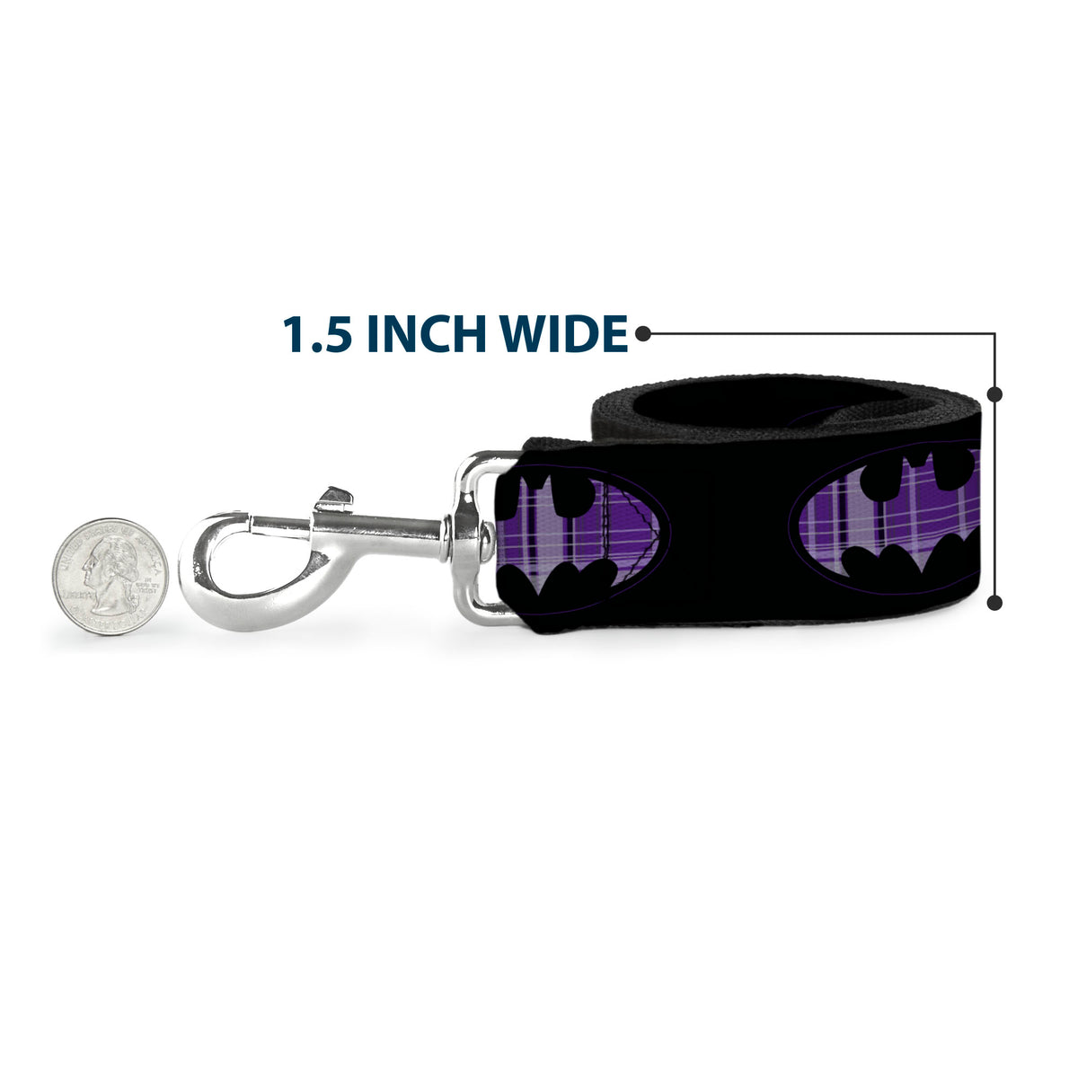 Dog Leash - Batman Signal Black/Purple Plaid Dog Leashes DC Comics