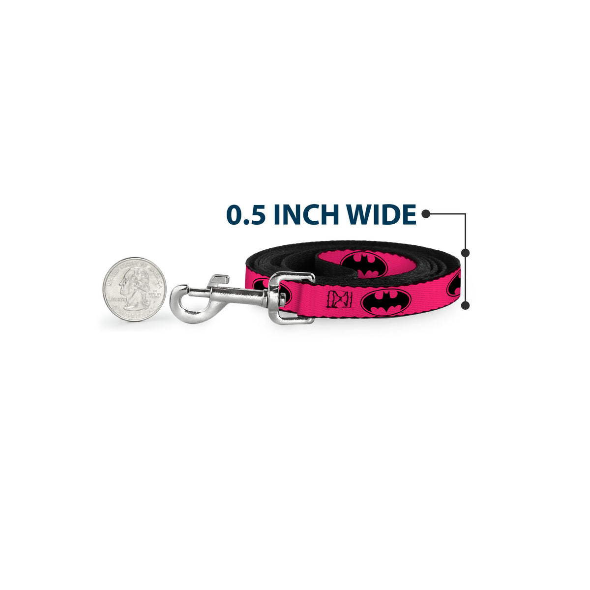 Dog Leash - Bat Signal-3 Fuchsia/Black/Fuchsia Dog Leashes DC Comics