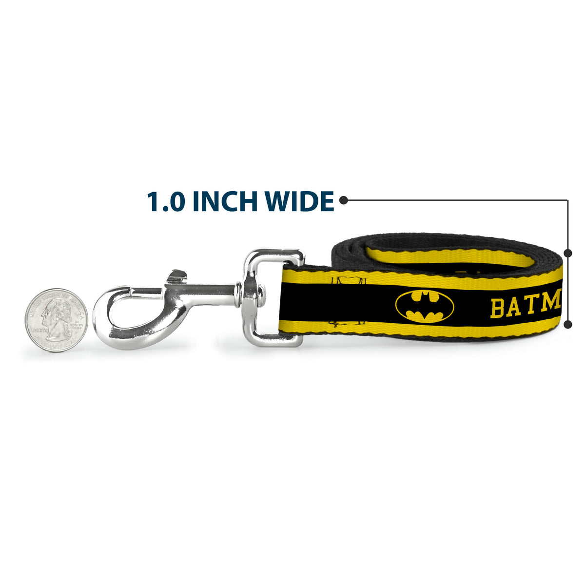 Dog Leash - BATMAN/Logo Stripe Yellow/Black Dog Leashes DC Comics
