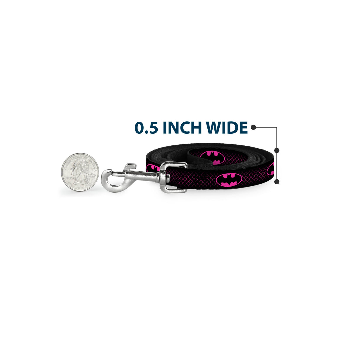 Dog Leash - Batman Shield/Chainlink Black/Hot Pink Dog Leashes DC Comics