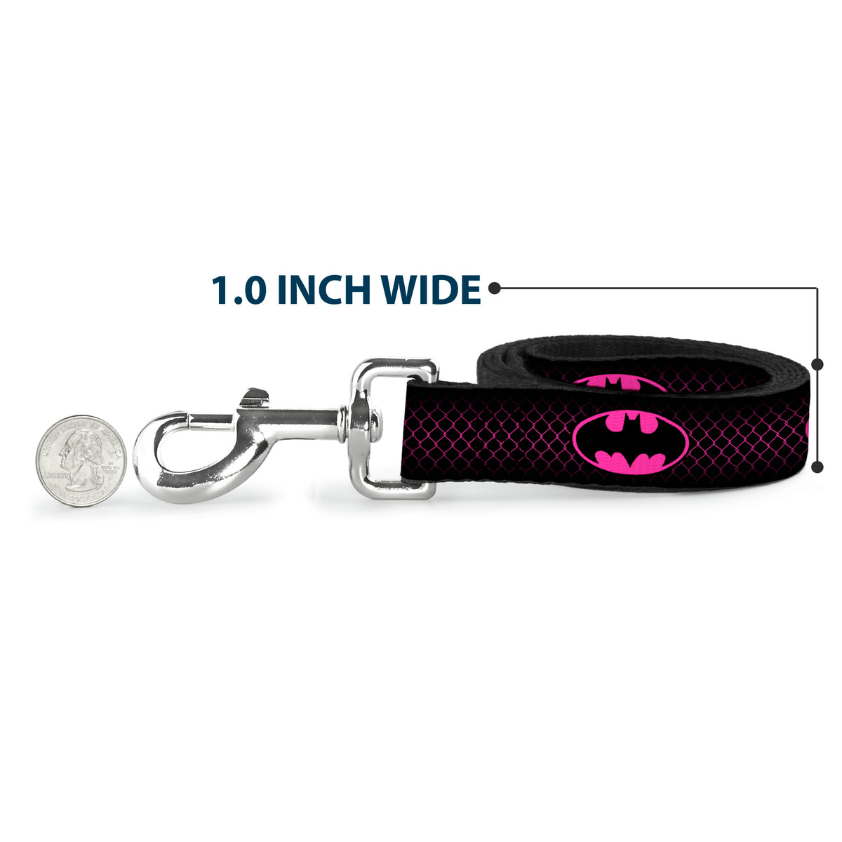 Dog Leash - Batman Shield/Chainlink Black/Hot Pink Dog Leashes DC Comics