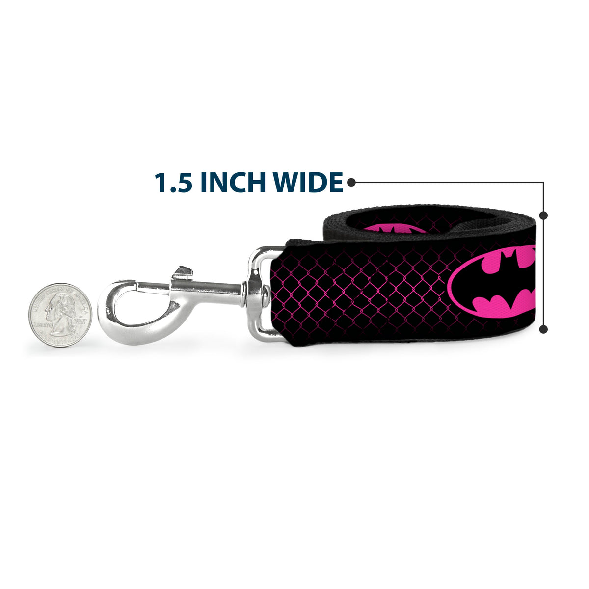 Dog Leash - Batman Shield/Chainlink Black/Hot Pink Dog Leashes DC Comics
