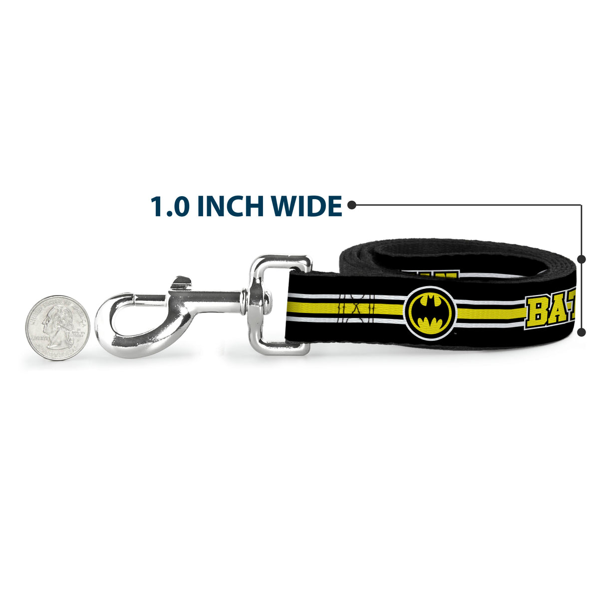 Dog Leash - BATMAN/Bat Signal Triple Stripe Black/White/Yellow Dog Leashes DC Comics