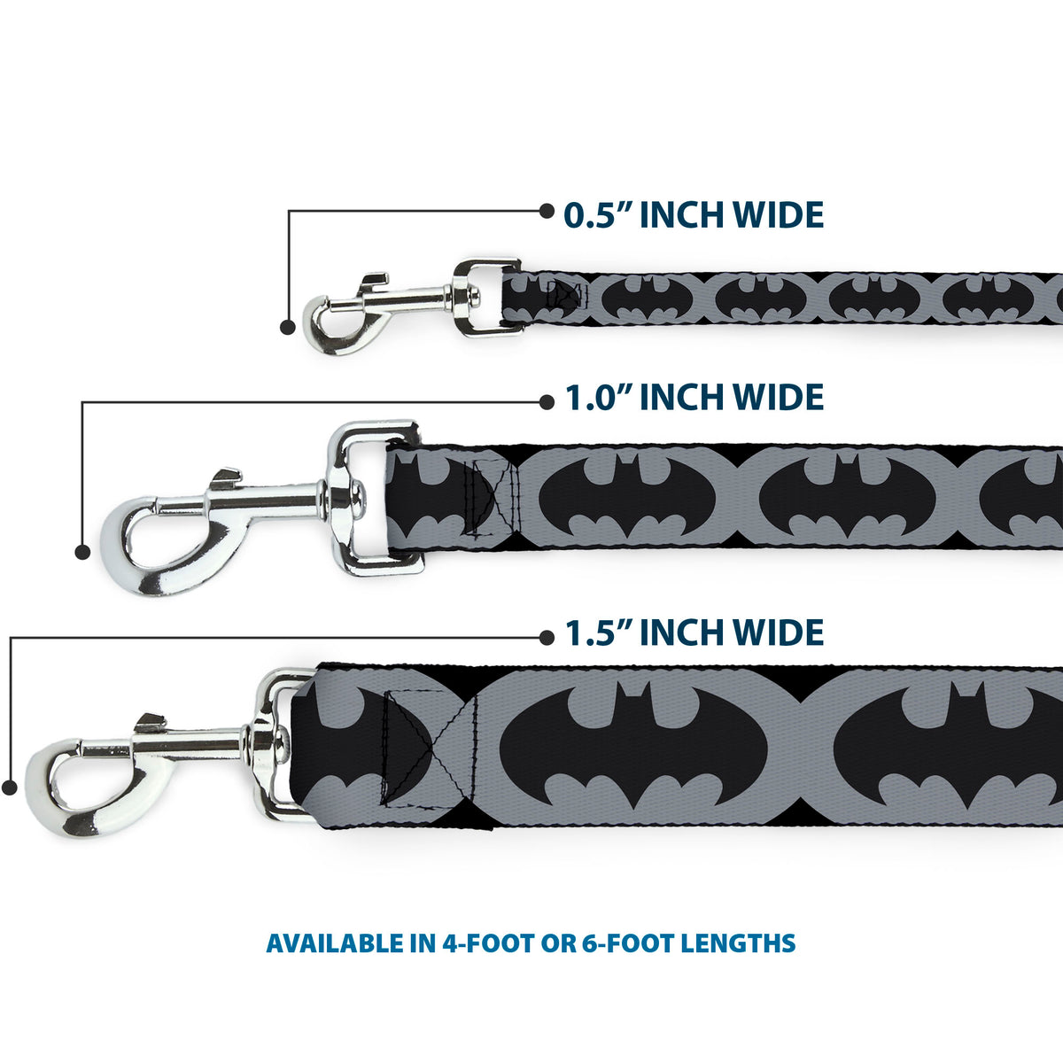 Dog Leash - Bat Signal-5 Black/Gray/Black Dog Leashes DC Comics