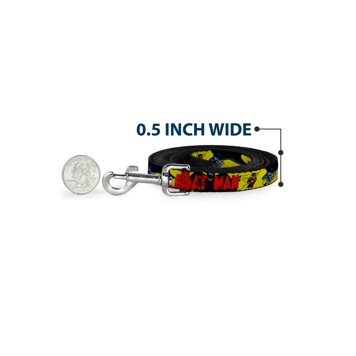 Dog Leash - Classic BATMAN Issue #1 Robin & Batman Cover Pose Yellow/Red Dog Leashes DC Comics
