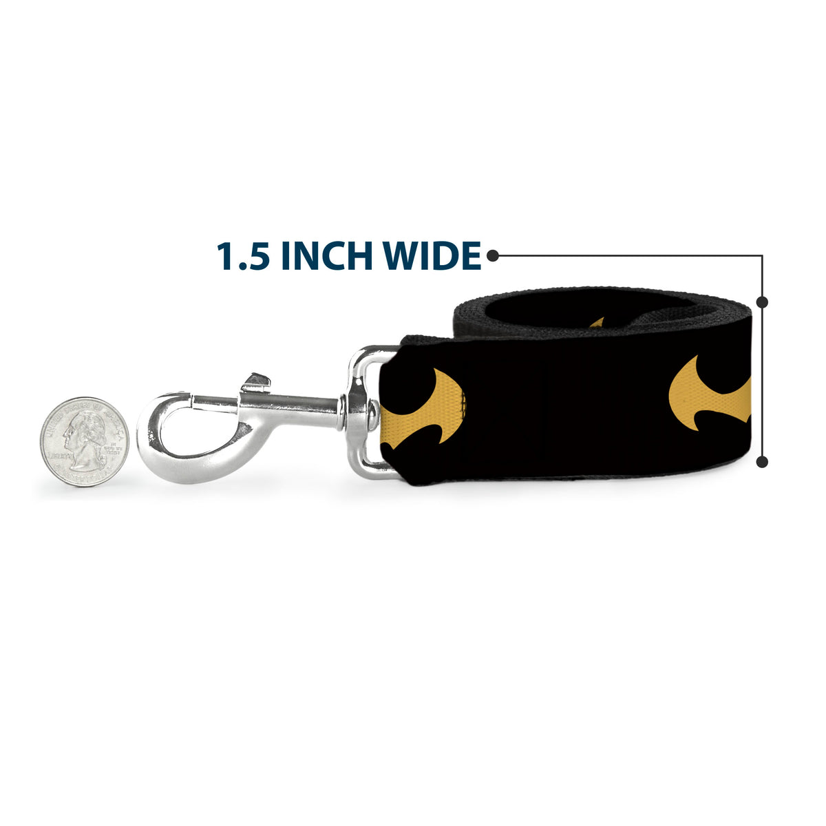 Dog Leash - DC League of Super-Pets Batman Bat Logo Black/Yellow Dog Leashes DC Comics