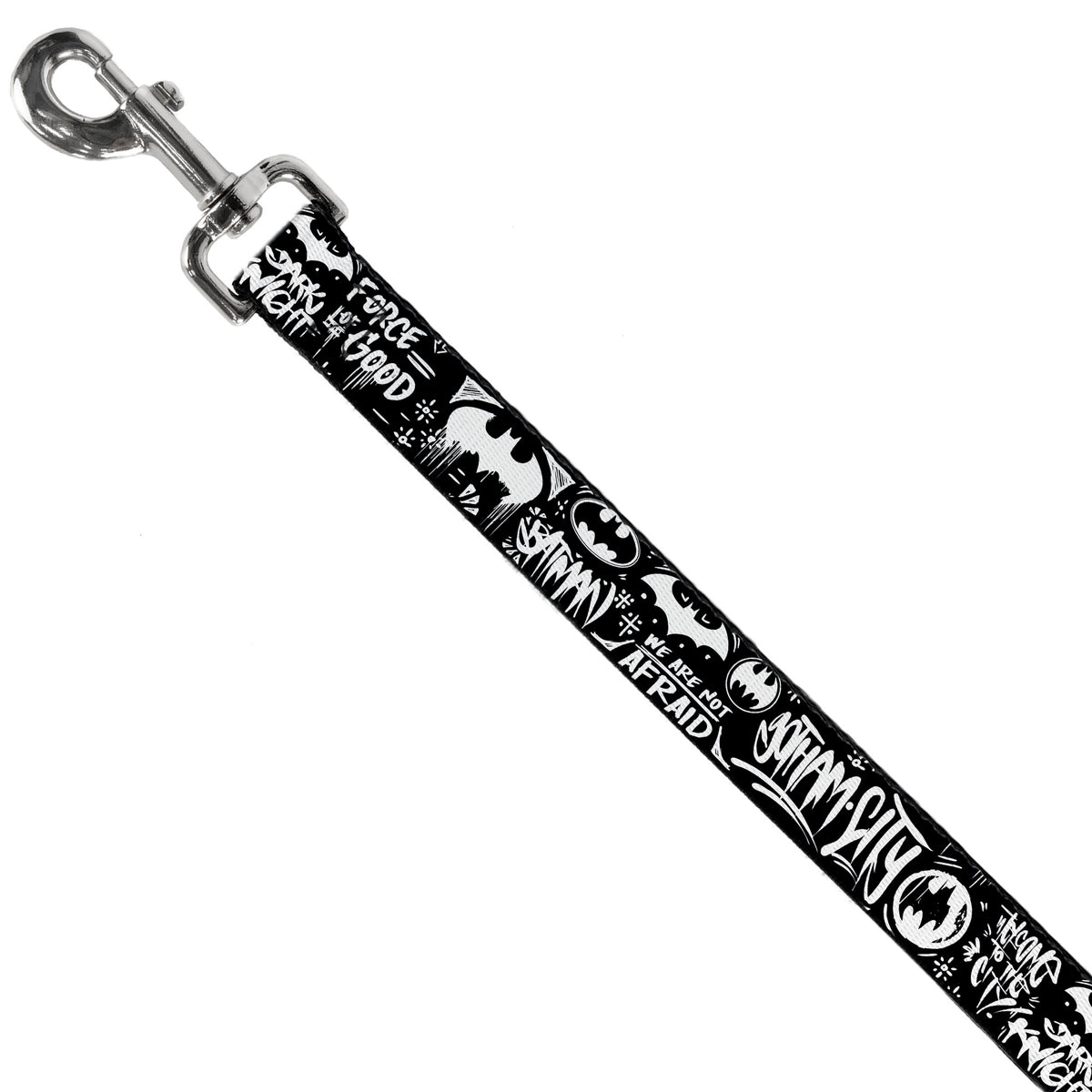 Dog Leash - Batman Gotham City Graffiti Collage Black/White Dog Leashes DC Comics