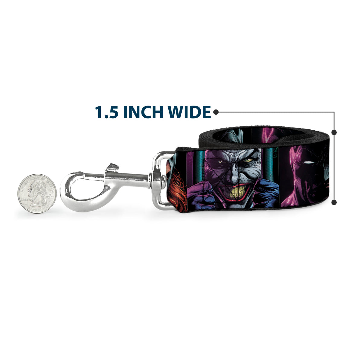 Dog Leash - Batman Batgirl and Joker Comic Book Cover Face Close-Ups Black Dog Leashes DC Comics