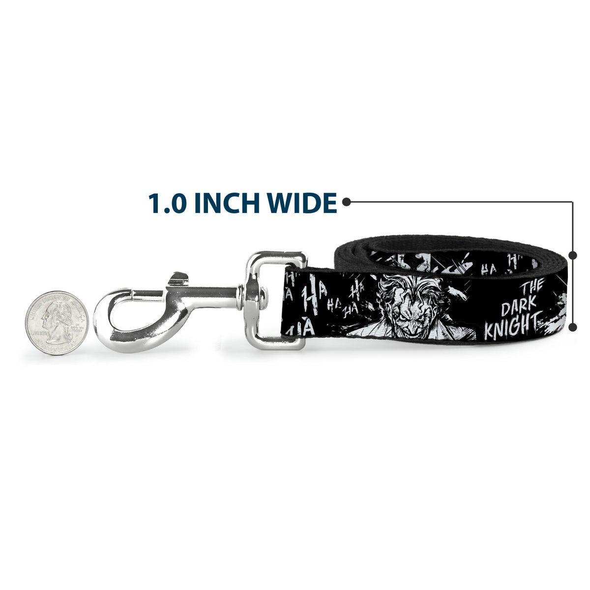Dog Leash - Batman THE DARK KNIGHT and Joker Smiling Sketch Close-Ups Black/White Dog Leashes DC Comics