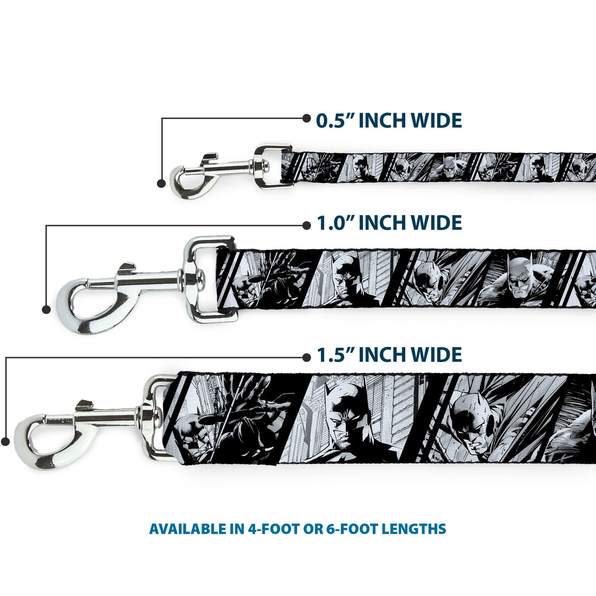 Dog Leash - Batman Hush Pose Sketches Black/White Dog Leashes DC Comics