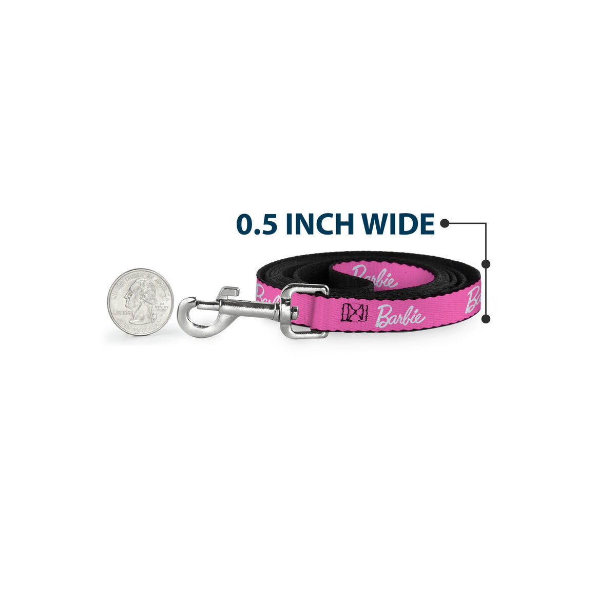 Dog Leash - BARBIE Script Signature Logo Pink/White Dog Leashes Barbie
