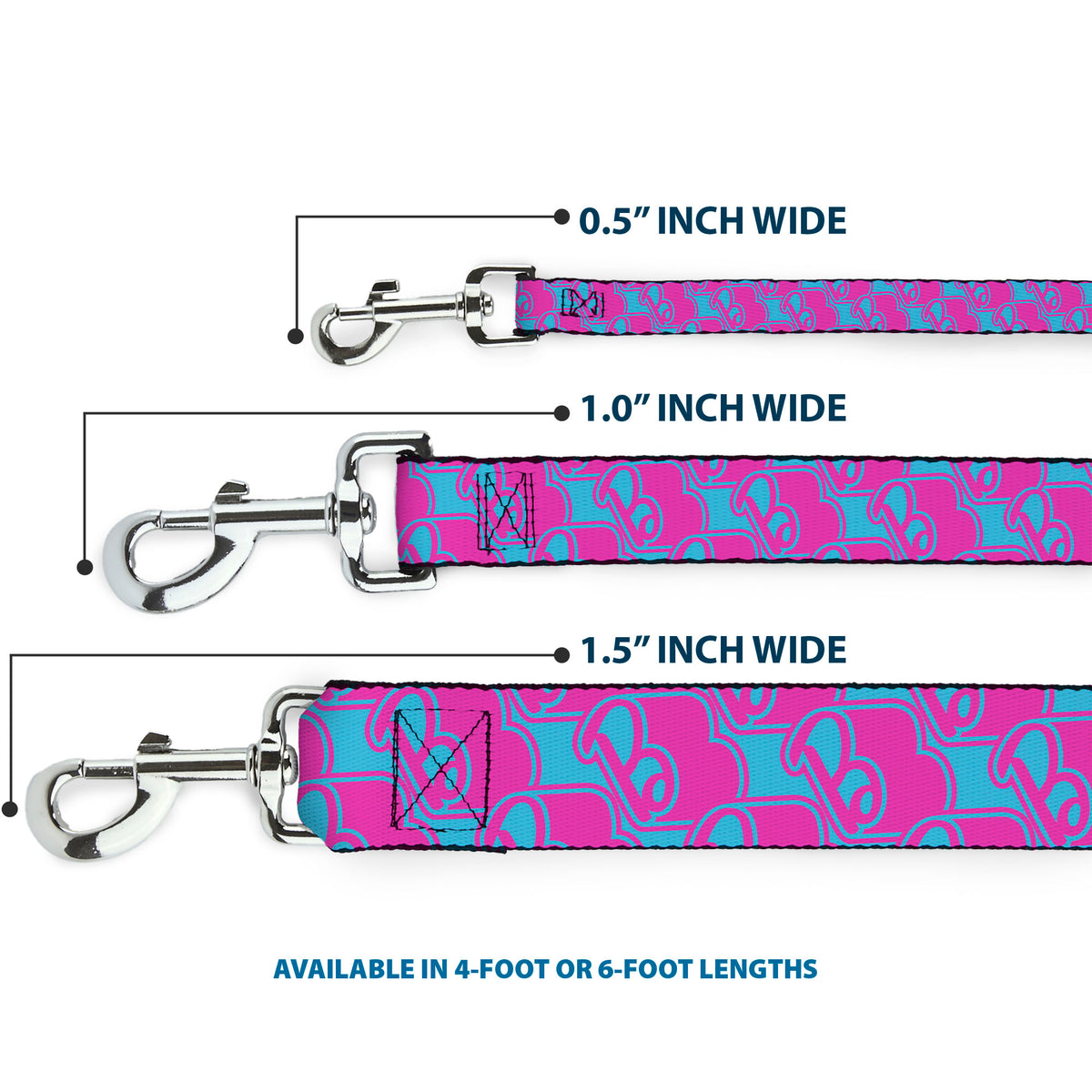 Dog Leash - Barbie B Icon Blue/Pink Dog Leashes Barbie