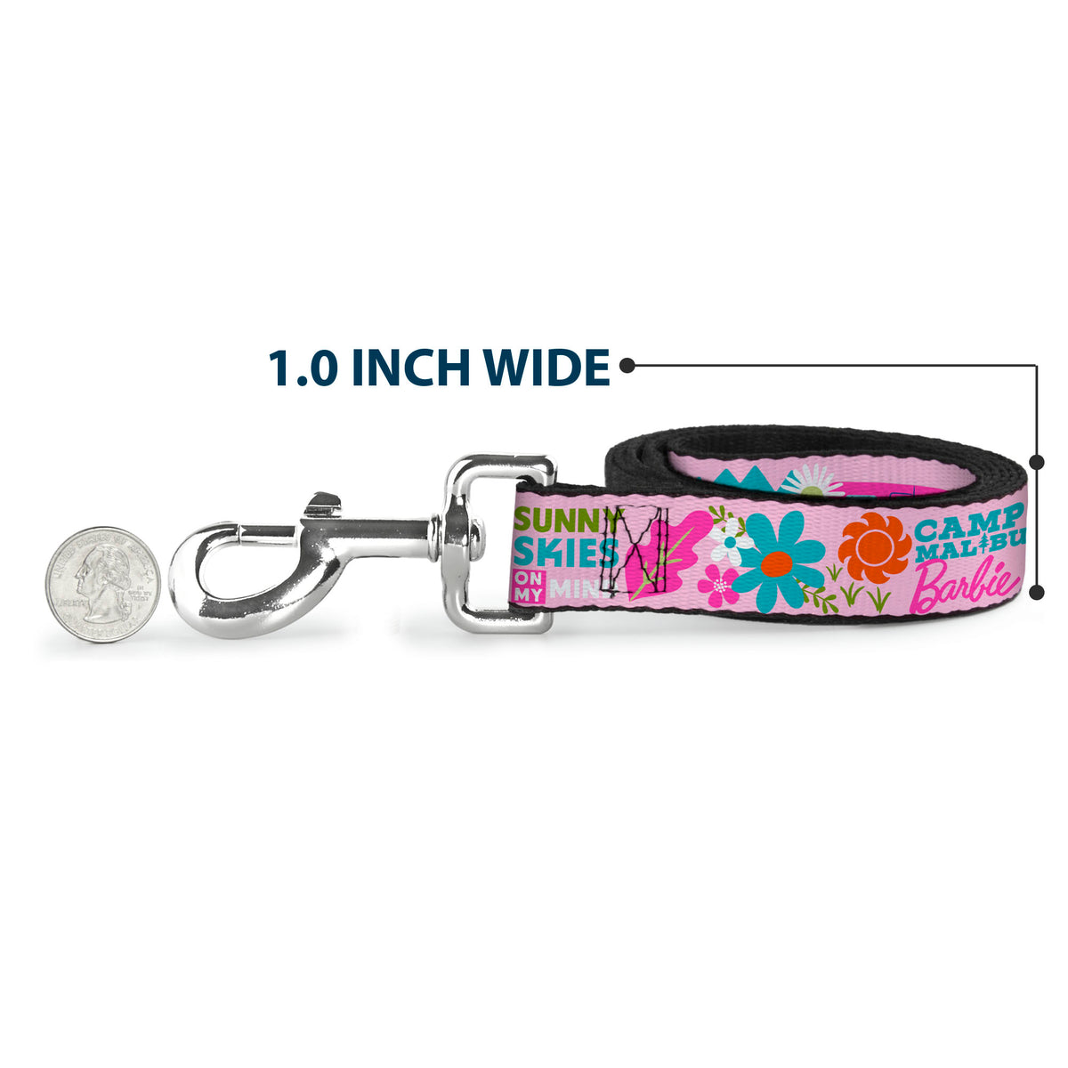 Dog Leash - CAMP BARBIE MALIBU Icons Collage Pink/Multi Color Dog Leashes Barbie