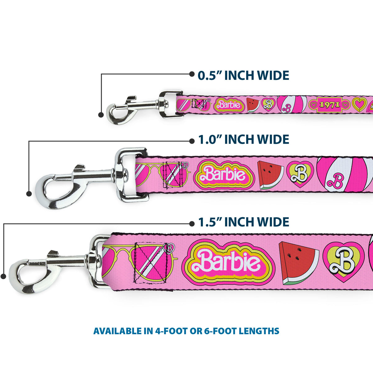 Dog Leash - Malibu Barbie 1971 Icons and Quotes Pinks/Yellows Dog Leashes Barbie