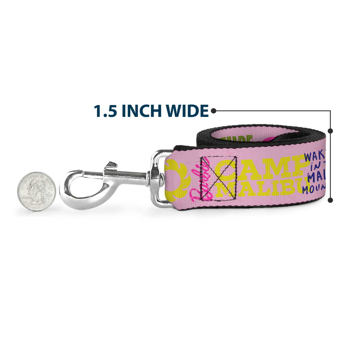 Dog Leash - Barbie CAMP MALIBU Quotes and Icons Pink/Multi Color Dog Leashes Barbie