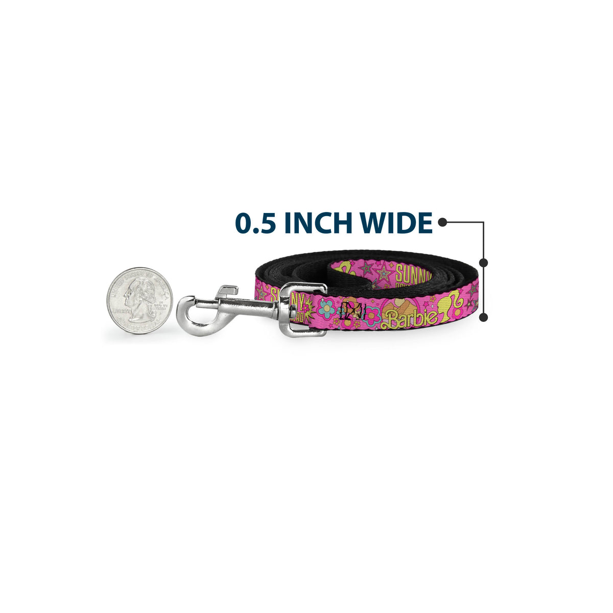 Dog Leash - BARBIE SUNNY DAYS AHEAD Icons Collage Pink/Multi Color Dog Leashes Barbie