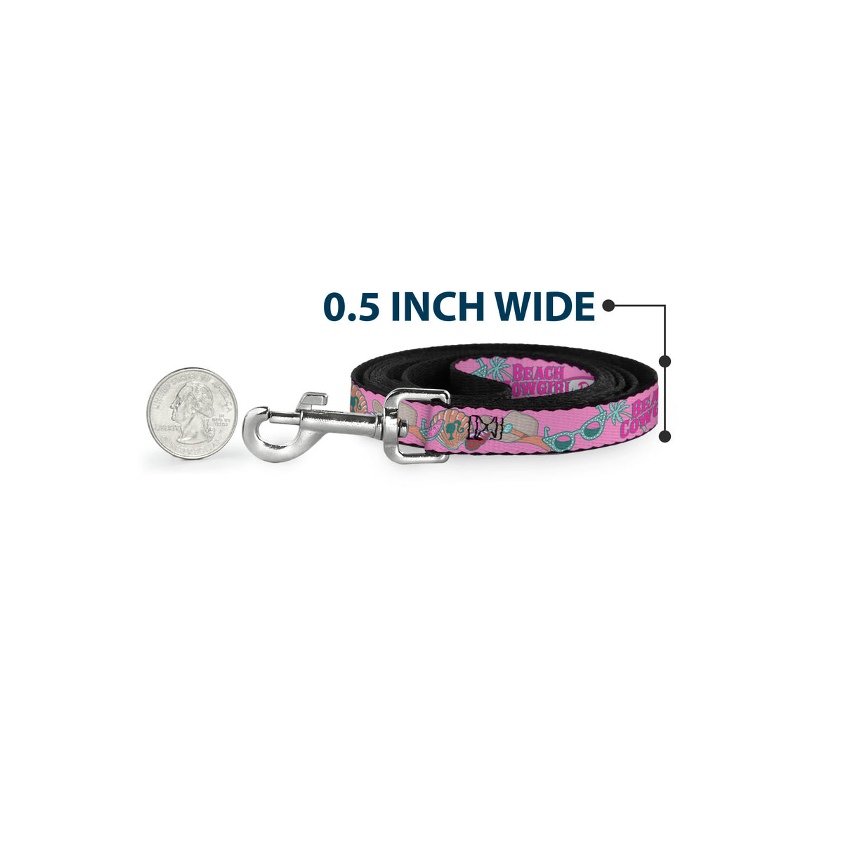 Dog Leash - BARBIE BEACH COWGIRL Icons Collage Pinks/Blues Dog Leashes Barbie