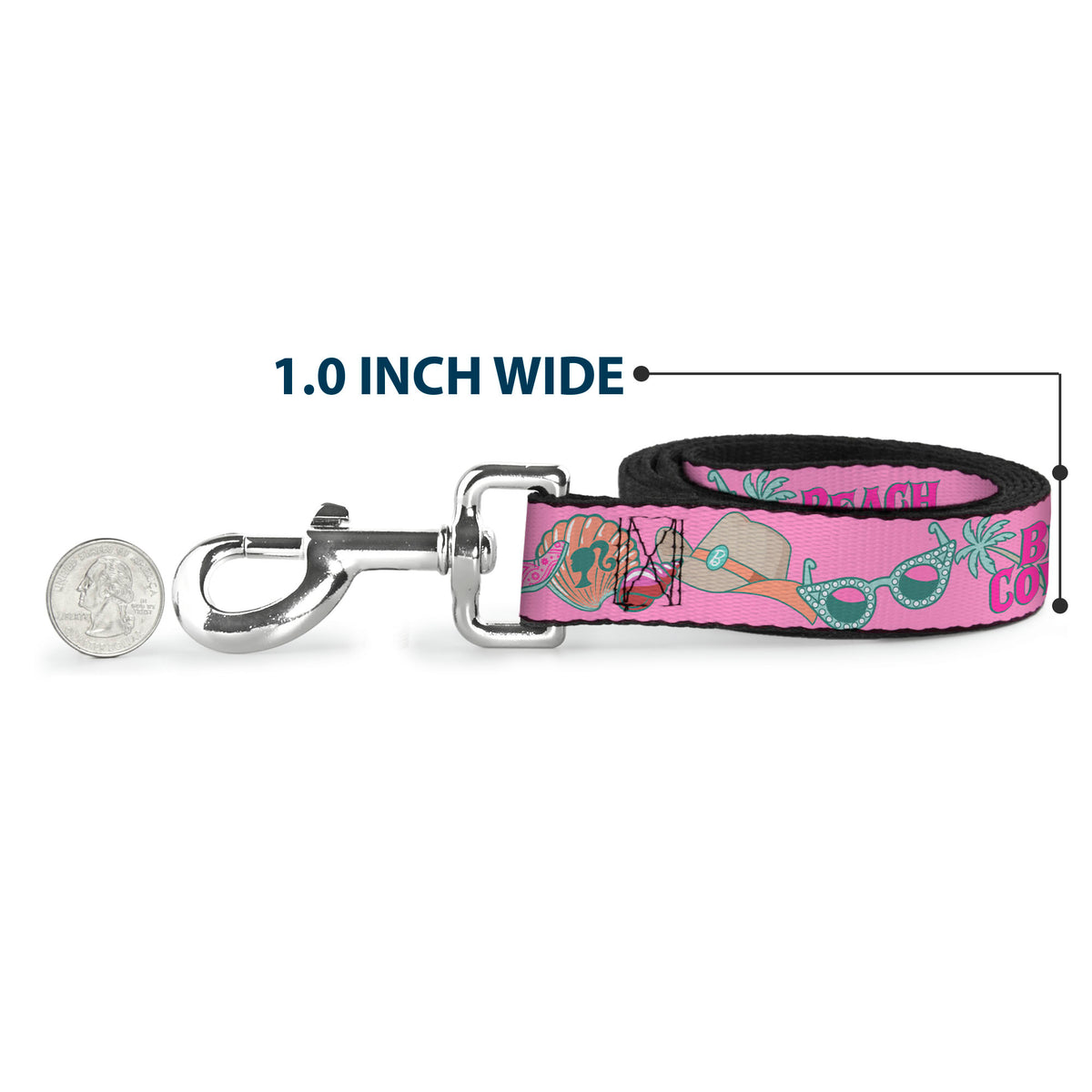 Dog Leash - BARBIE BEACH COWGIRL Icons Collage Pinks/Blues Dog Leashes Barbie