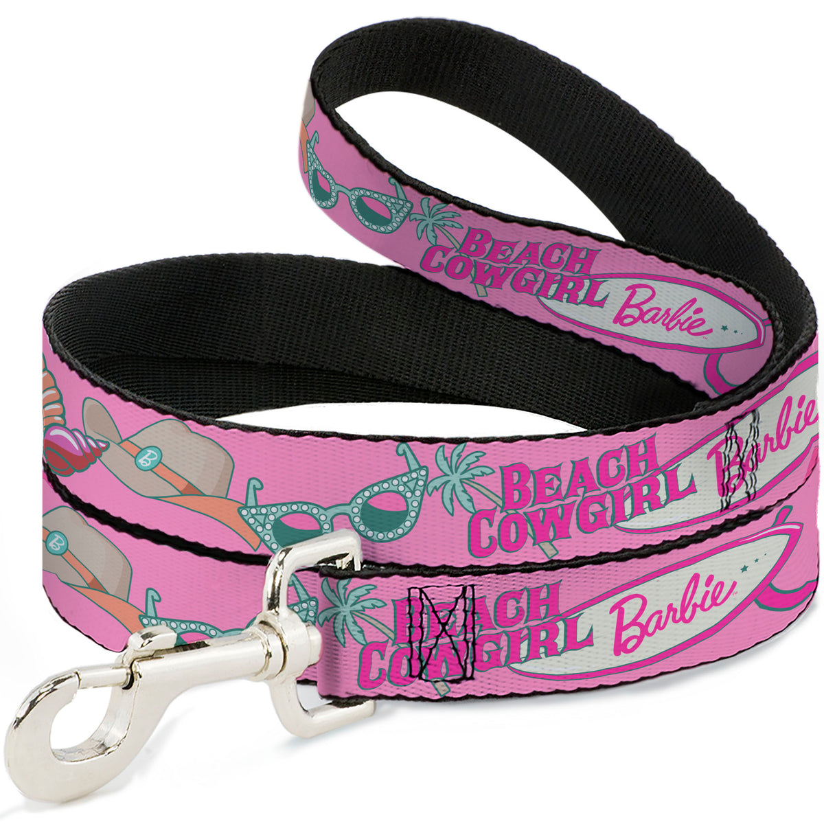 Dog Leash - BARBIE BEACH COWGIRL Icons Collage Pinks/Blues Dog Leashes Barbie