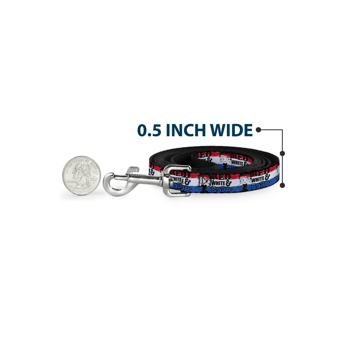 Dog Leash - Betty Boop RED WHITE & BOOP Pose Americana Stripe Red/White/Blue/Black Dog Leashes Betty Boop
