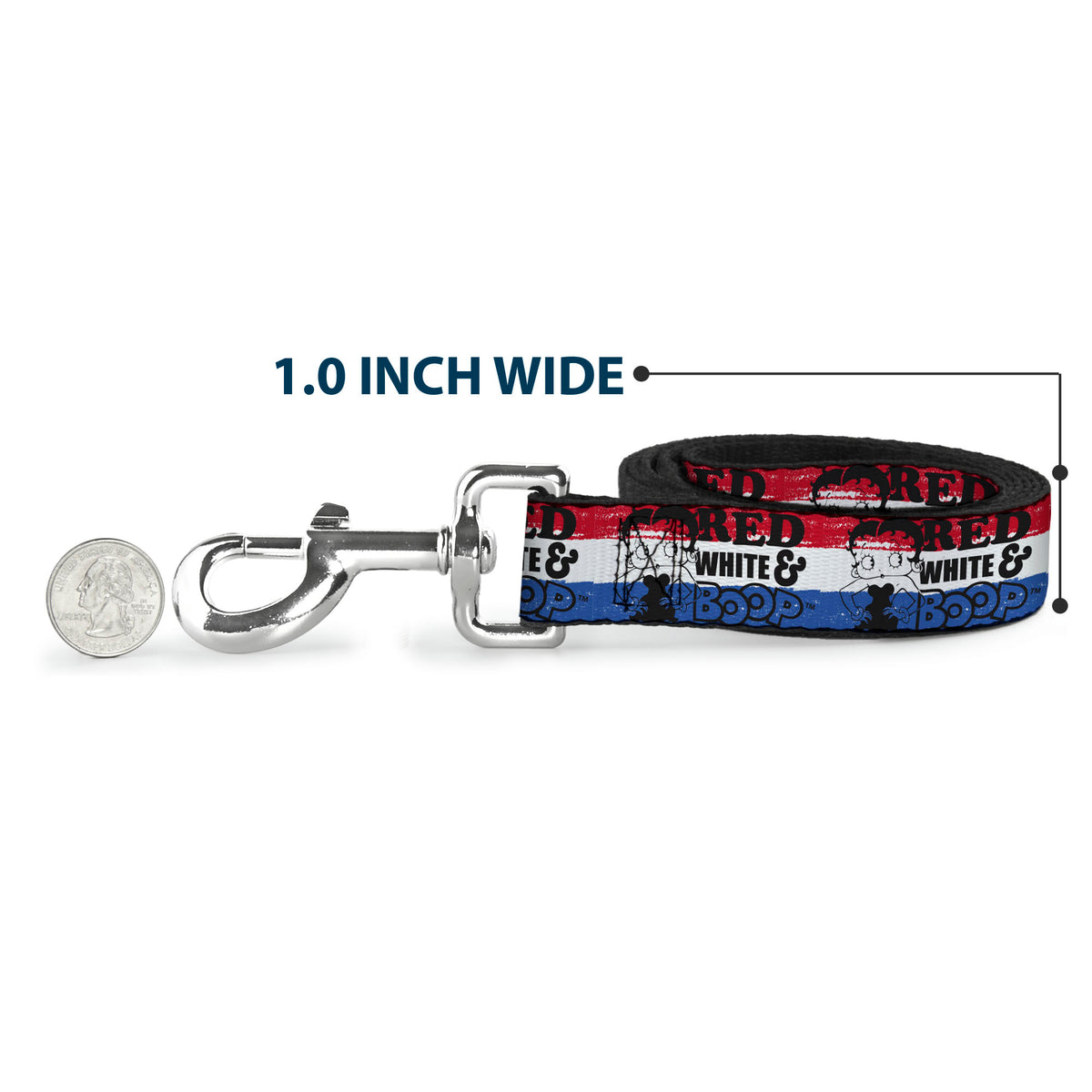 Dog Leash - Betty Boop RED WHITE & BOOP Pose Americana Stripe Red/White/Blue/Black Dog Leashes Betty Boop
