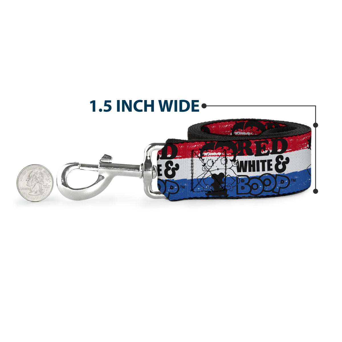 Dog Leash - Betty Boop RED WHITE & BOOP Pose Americana Stripe Red/White/Blue/Black Dog Leashes Betty Boop