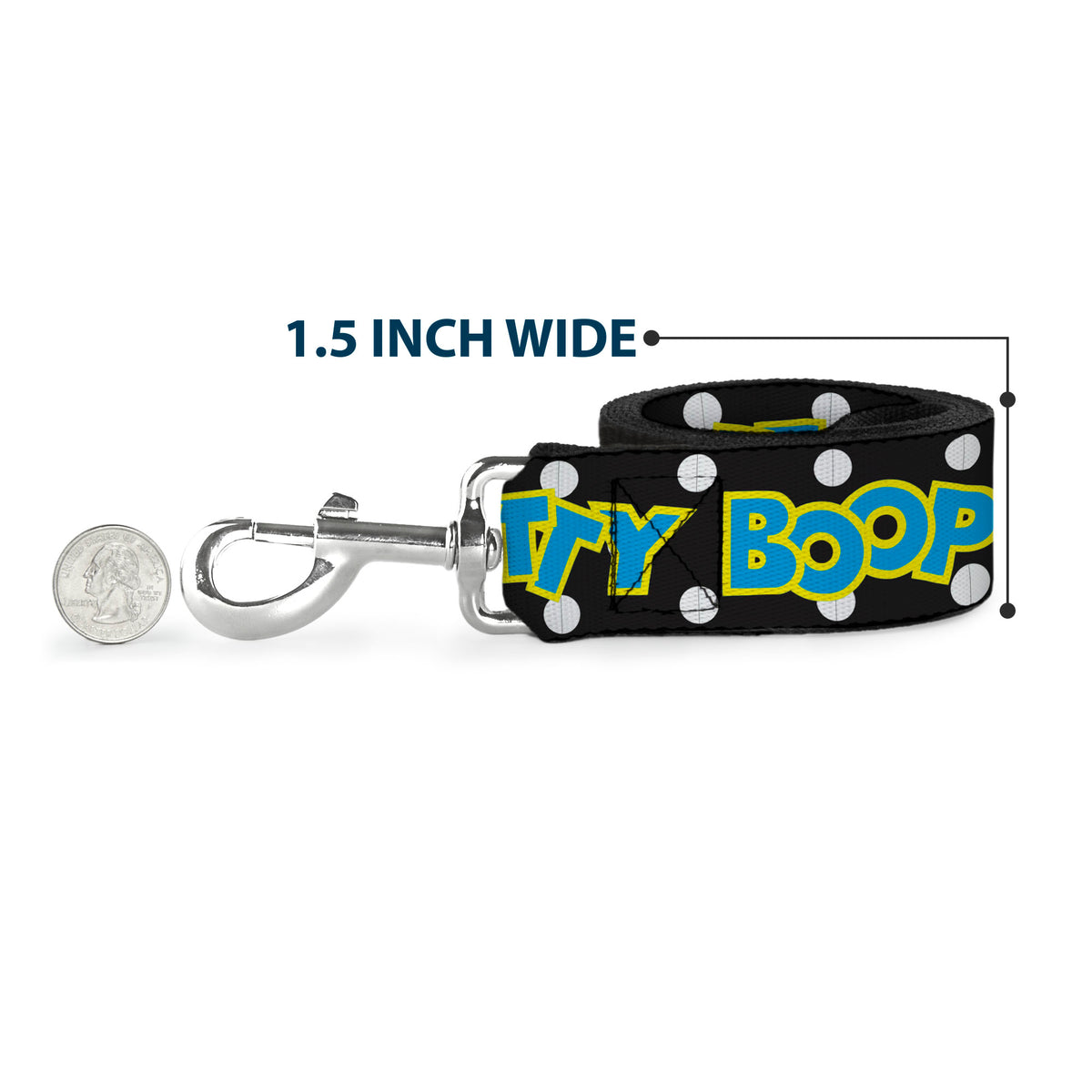 Dog Leash - BETTY BOOP Biker Betty Winking and Text Polka Dot Black/White/Yellow/Blue Dog Leashes Betty Boop
