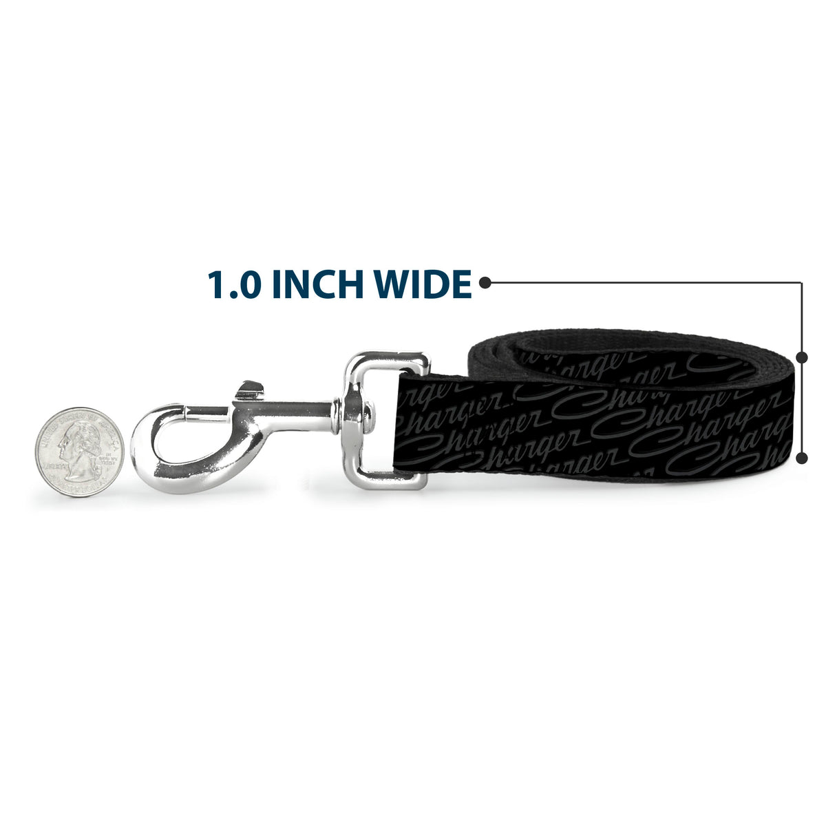 Dog Leash - CHARGER Script Emblem Repeat Black/Grays Dog Leashes Dodge