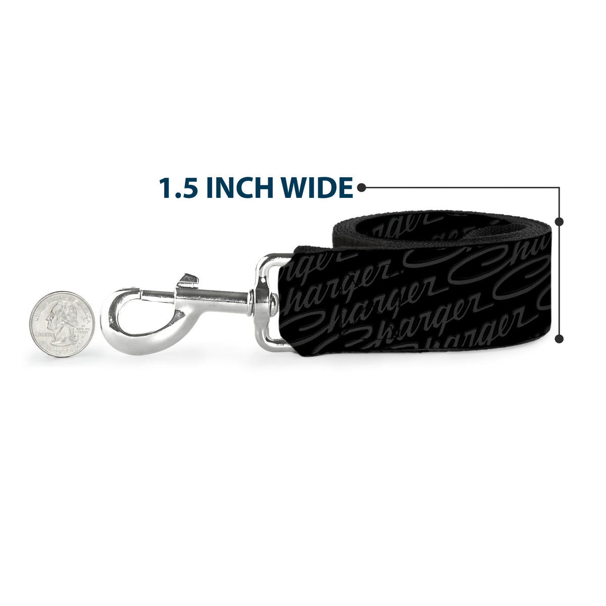 Dog Leash - CHARGER Script Emblem Repeat Black/Grays Dog Leashes Dodge