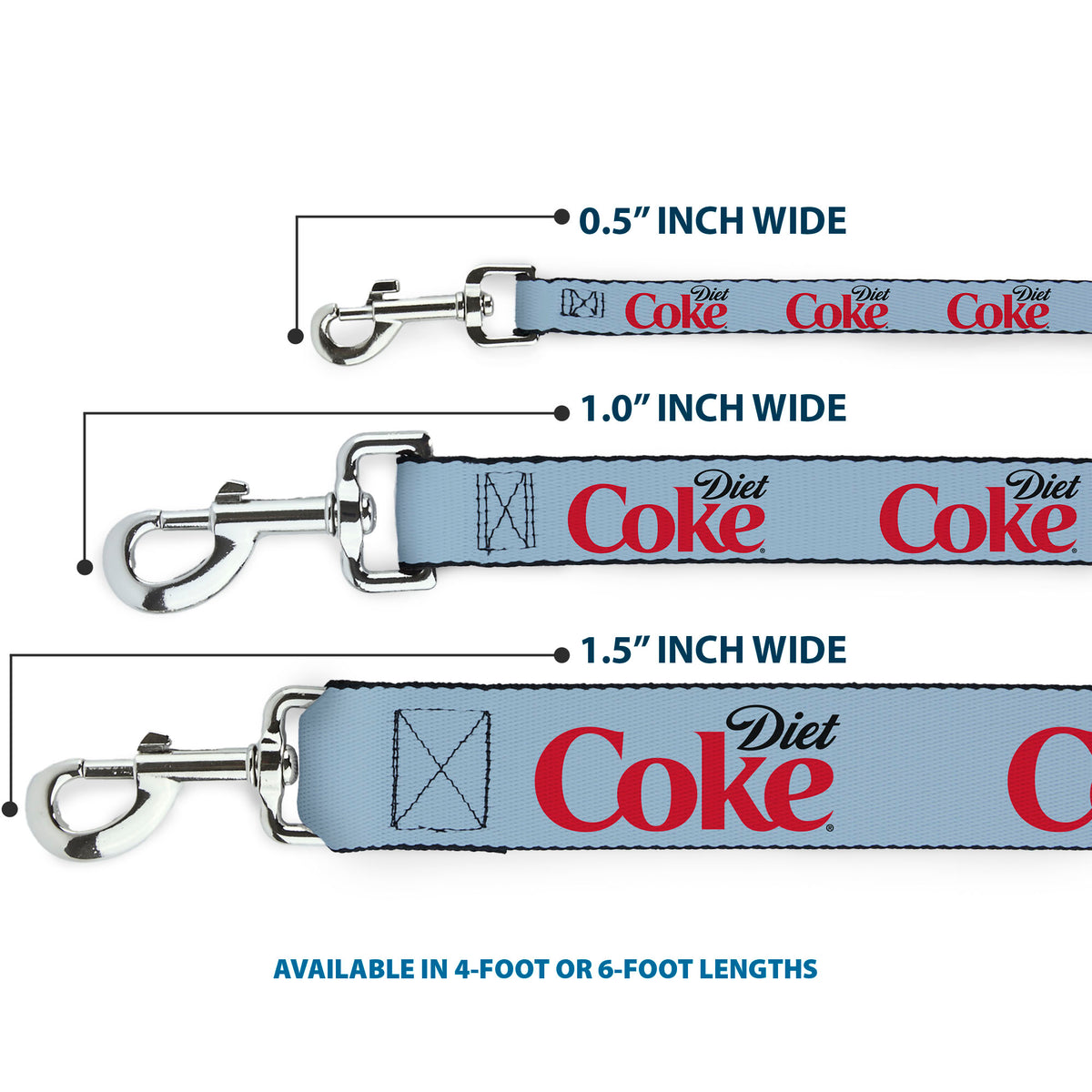 Dog Leash - DIET COKE Logo Light Gray/Black/Red Dog Leashes Coca-Cola