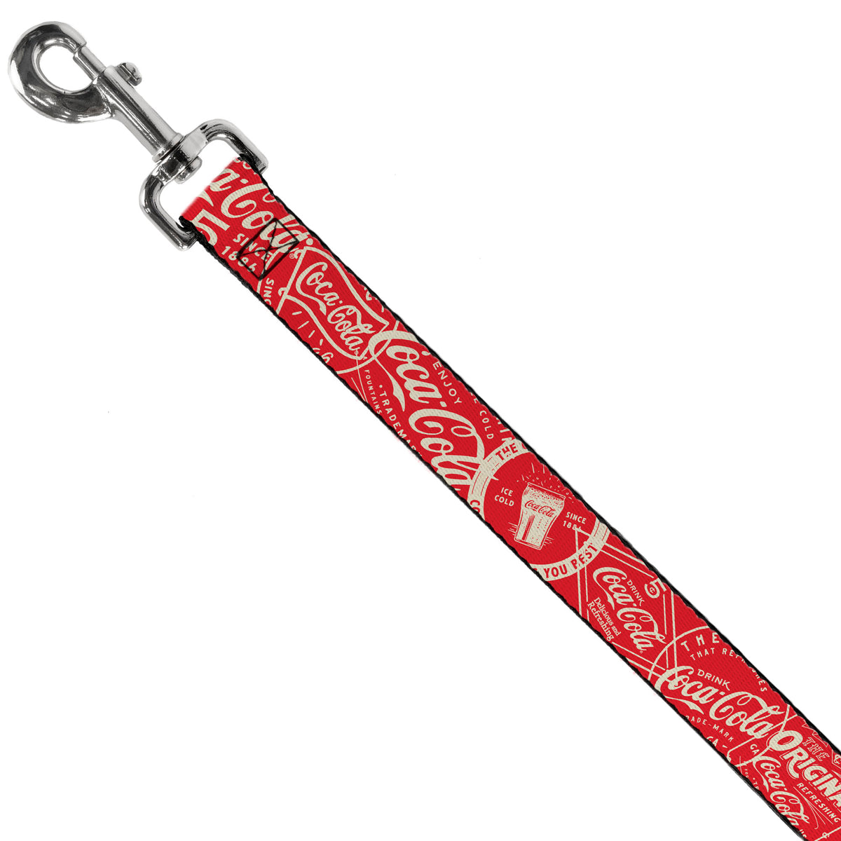Dog Leash - Vintage Coca-Cola Coke Icons and Ad Logos Red/White Dog Leashes Coca-Cola