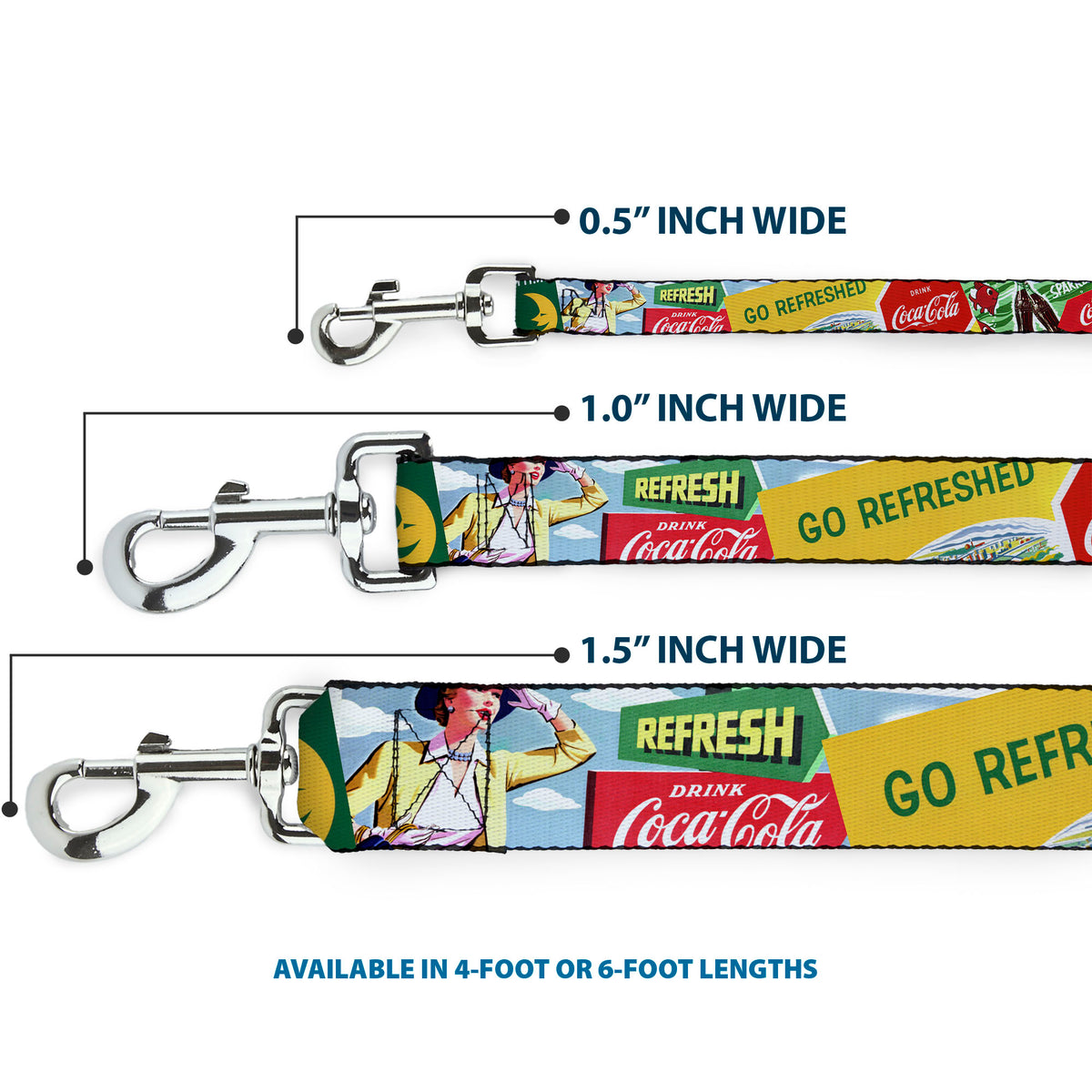 Dog Leash - Vintage Coca-Cola GO REFRESHED Ads and Icons Collage Dog Leashes Coca-Cola