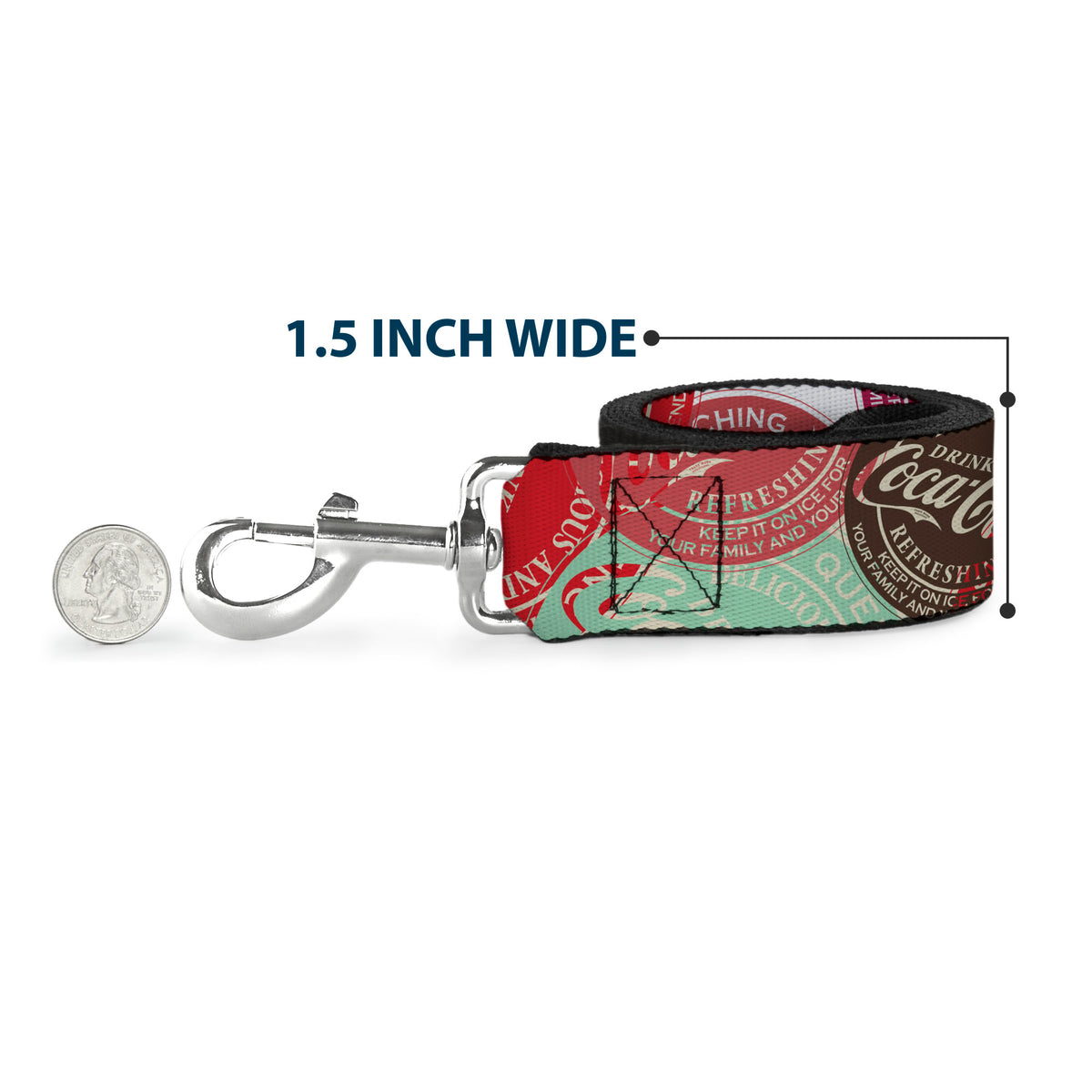 Dog Leash - DRINK COCA-COLA Coke Patches Stacked Reds/Multi Color Dog Leashes Coca-Cola