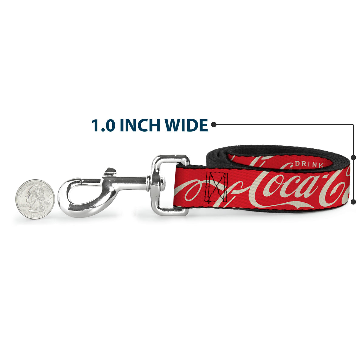 Dog Leash - DRINK COCA-COLA Typography Logo Scattered Red/White Dog Leashes Coca-Cola