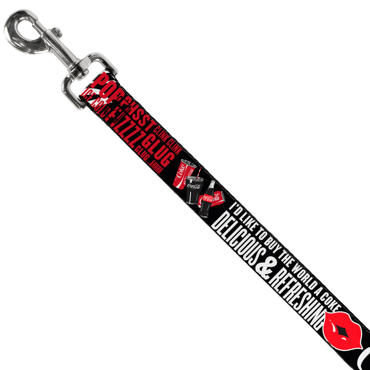 Dog Leash - Coca-Cola ENJOY COKE IT'S THE REAL THING Kiss Black/White/Red Dog Leashes Coca-Cola
