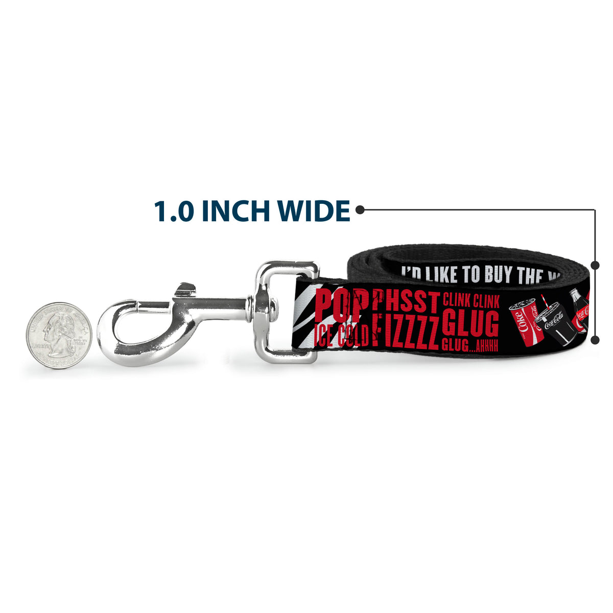 Dog Leash - Coca-Cola ENJOY COKE IT'S THE REAL THING Kiss Black/White/Red Dog Leashes Coca-Cola
