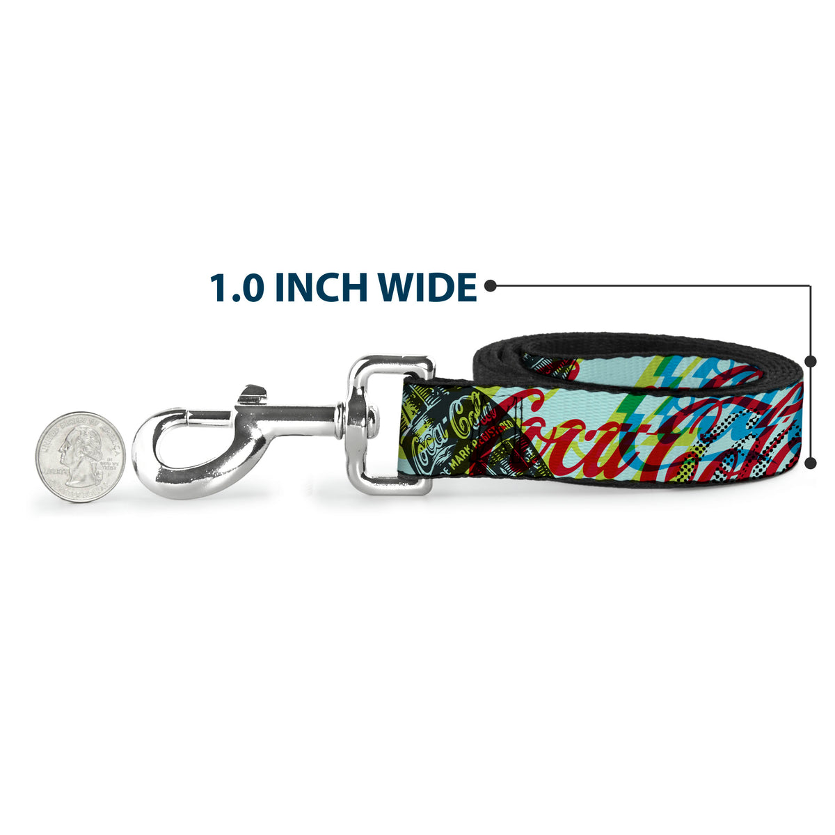 Dog Leash - COCA-COLA COKE Logos and Bottle Pop Art Multi Color Dog Leashes Coca-Cola