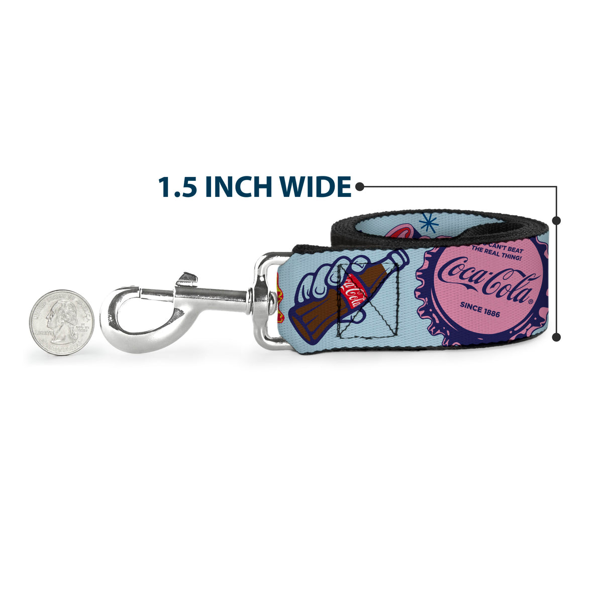 Dog Leash - COCA-COLA DELICIOUS REFRESHING ENJOY Bottle Caps Light Blue/Multi Color Dog Leashes Coca-Cola