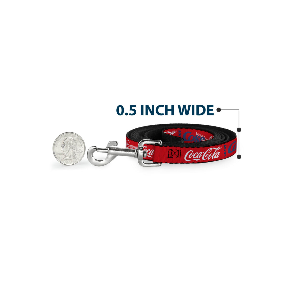 Dog Leash - COCA-COLA ENJOY COKE Bottle in Hand Wings Logo Red/White/Blue Dog Leashes Coca-Cola