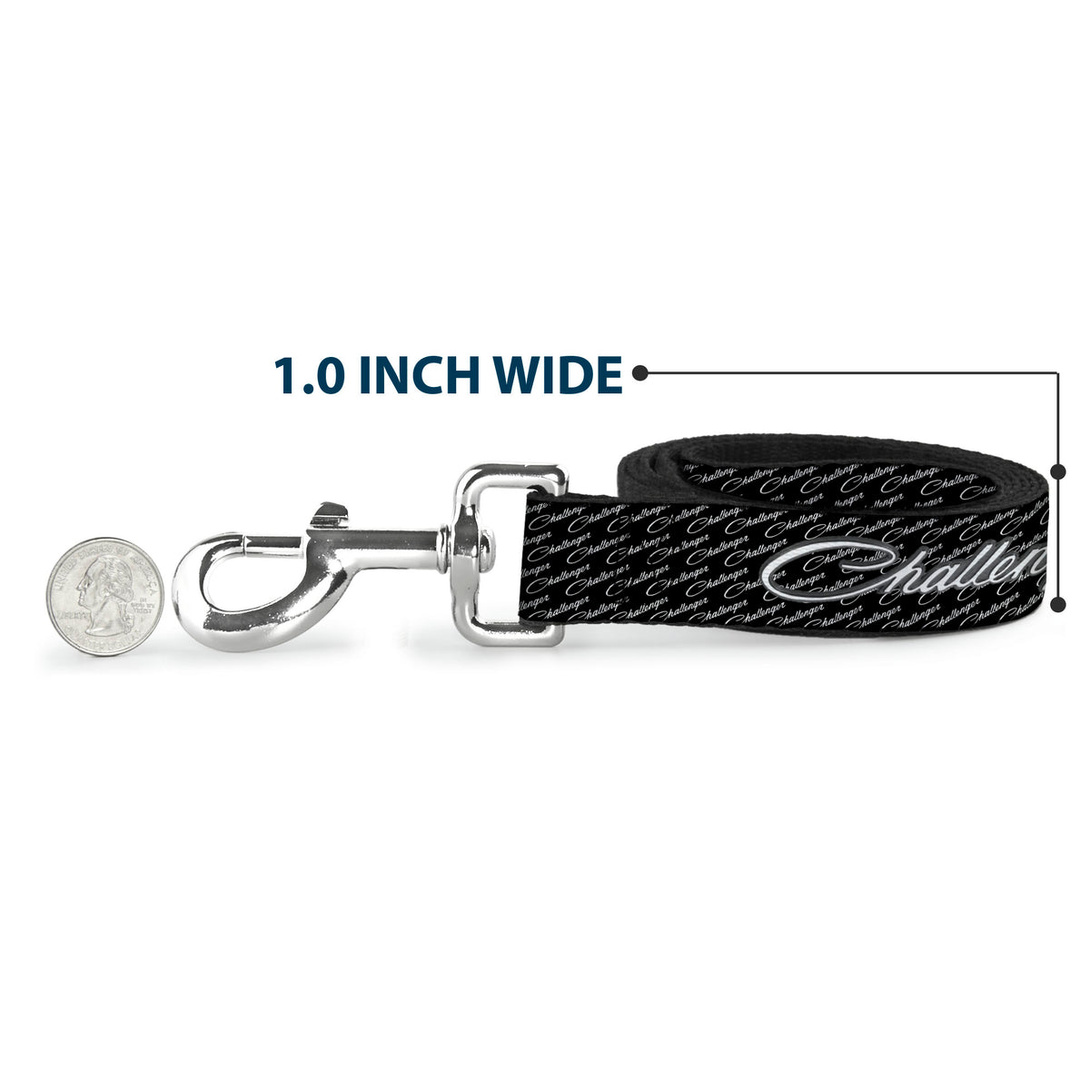 Dog Leash - CHALLENGER Repeat w/Text Black/White Dog Leashes Dodge