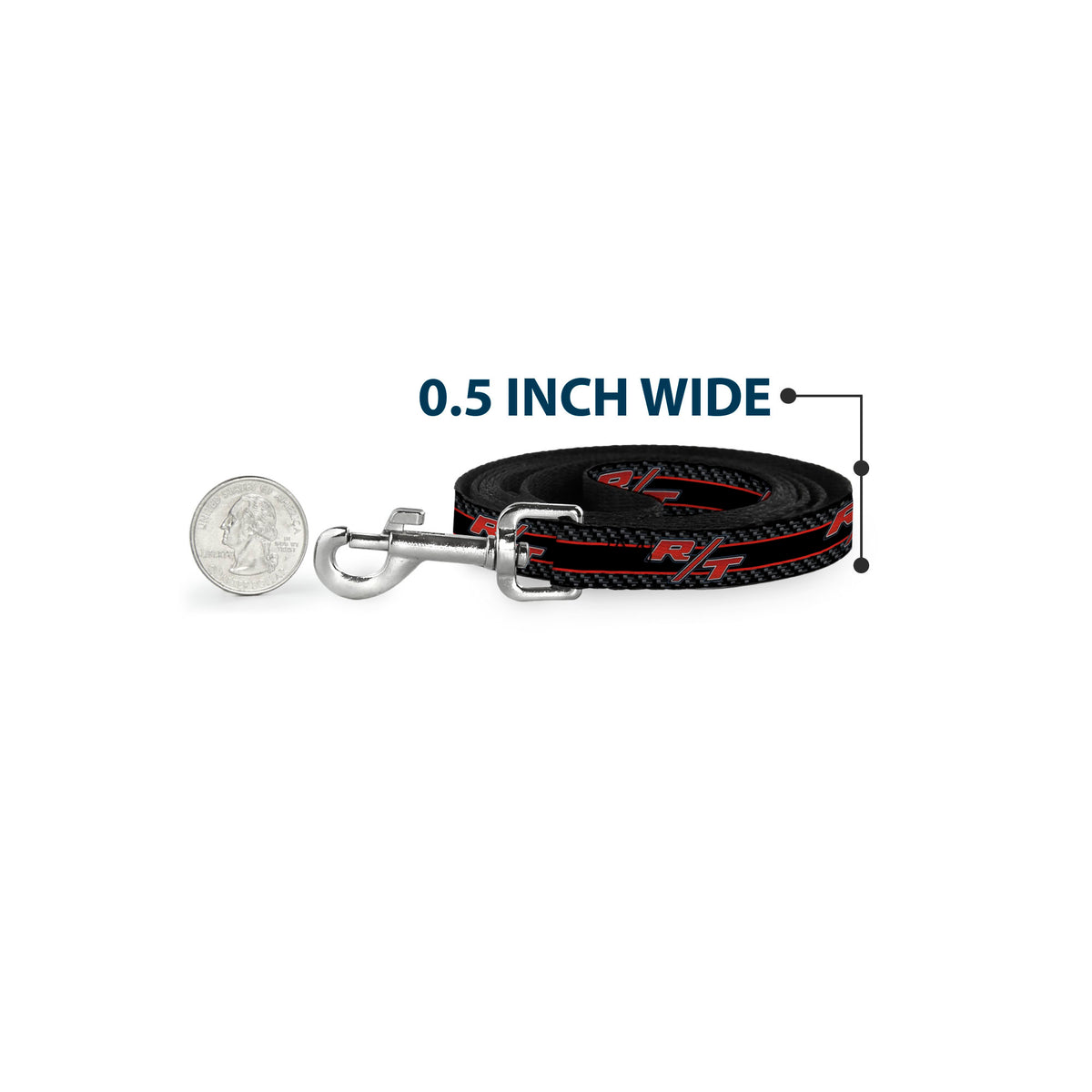 Dog Leash - Dodge Challenger R/T Emblem/Carbon Fiber Stripe Grays/Black/Red Dog Leashes Dodge