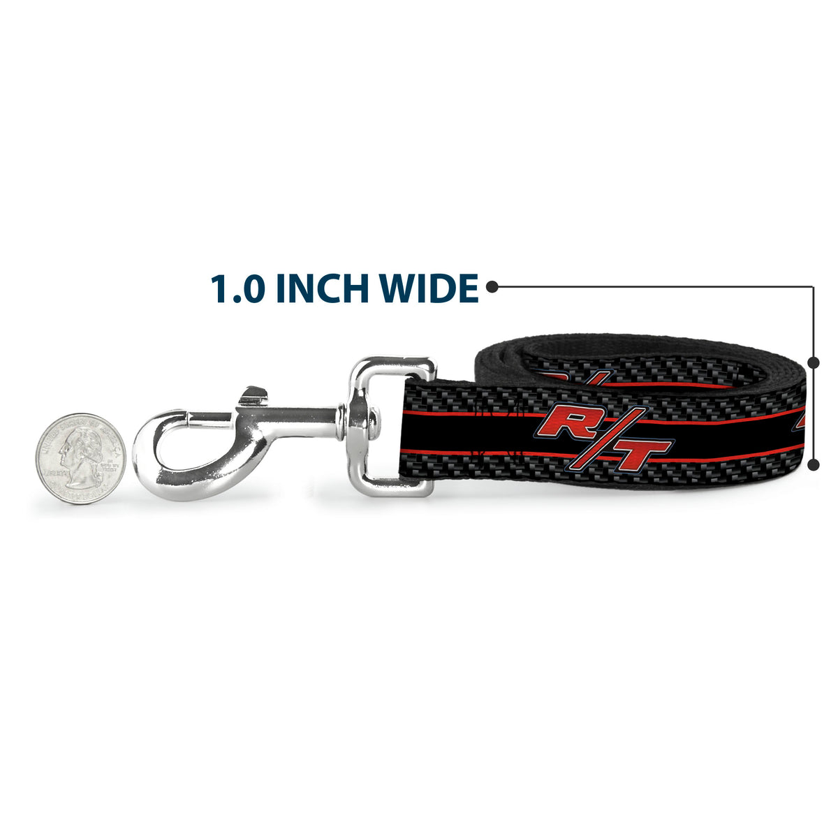 Dog Leash - Dodge Challenger R/T Emblem/Carbon Fiber Stripe Grays/Black/Red Dog Leashes Dodge