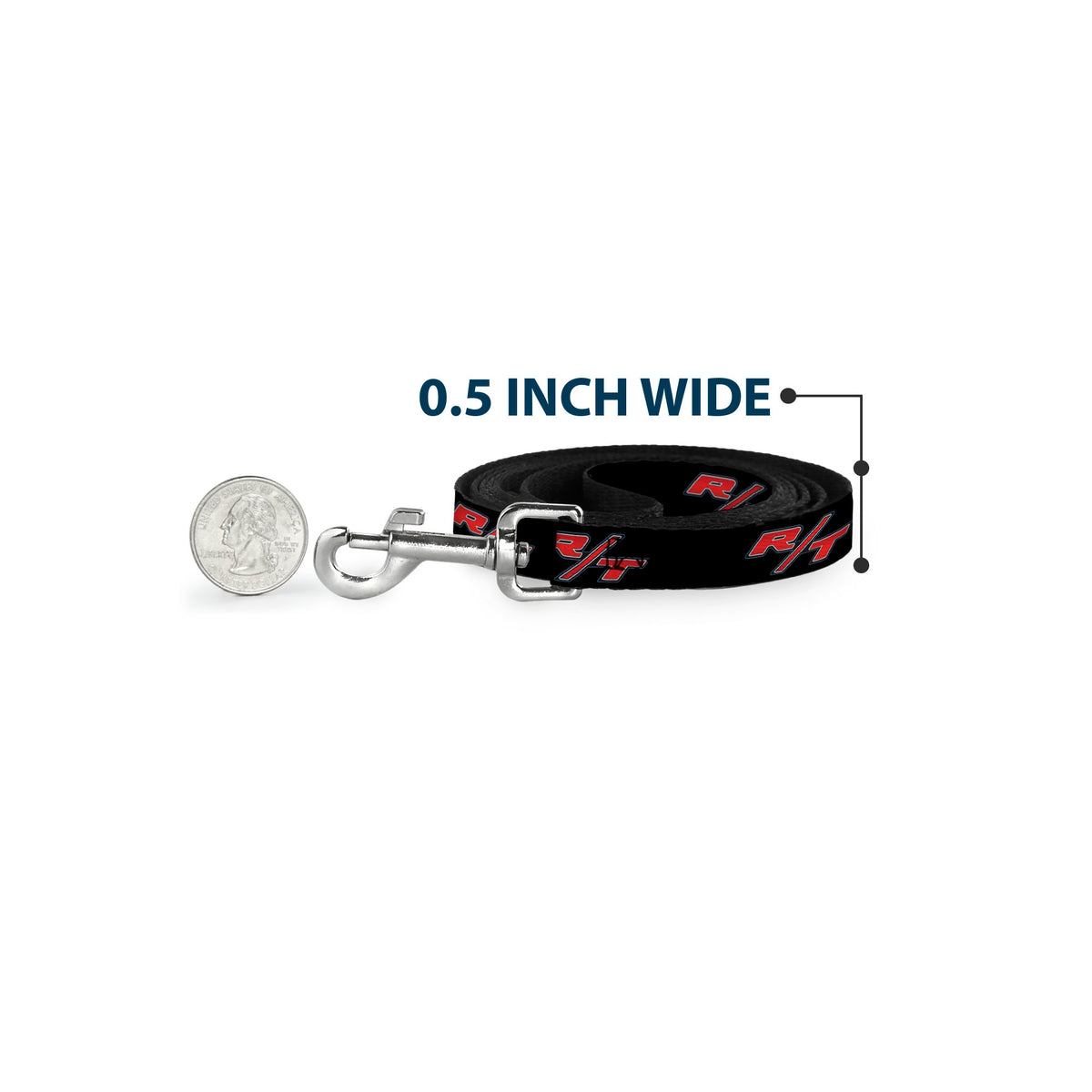 Dog Leash - Dodge Challenger R/T Emblem Repeat Black/Blue/White/Red Dog Leashes Dodge