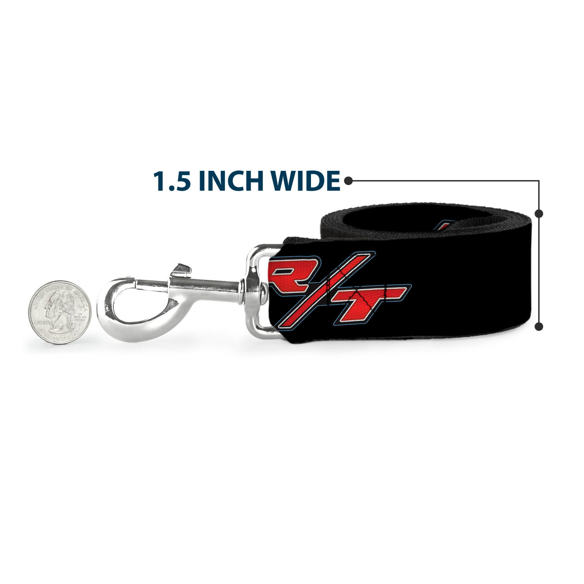 Dog Leash - Dodge Challenger R/T Emblem Repeat Black/Blue/White/Red Dog Leashes Dodge