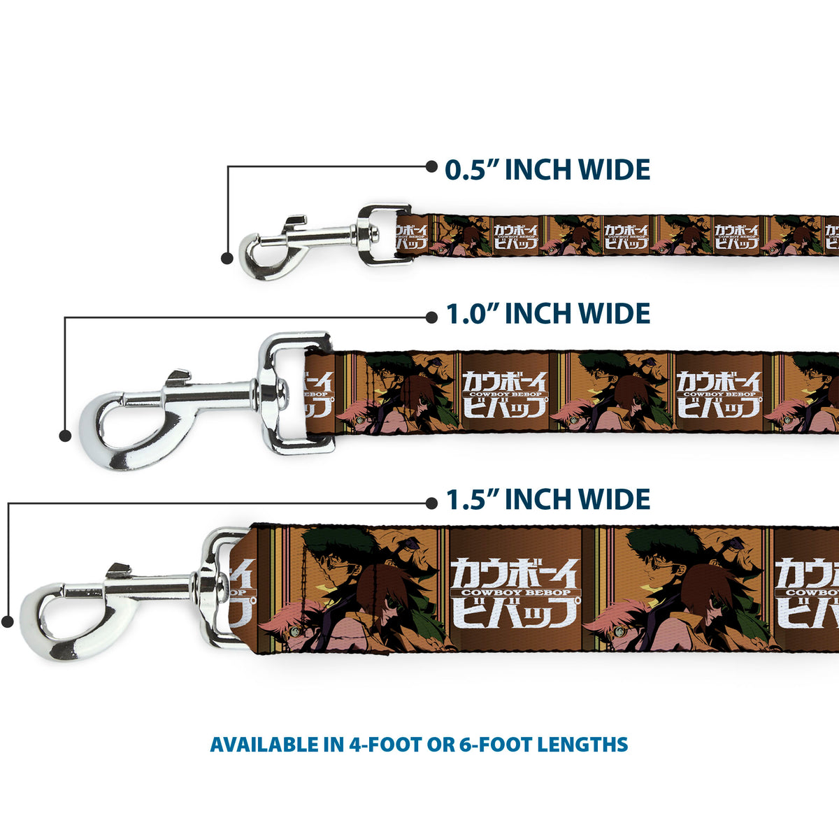 Dog Leash - COWBOY BEBOP Crew Group Pose and Title Logo Blocks Dog Leashes Cowboy Bebop