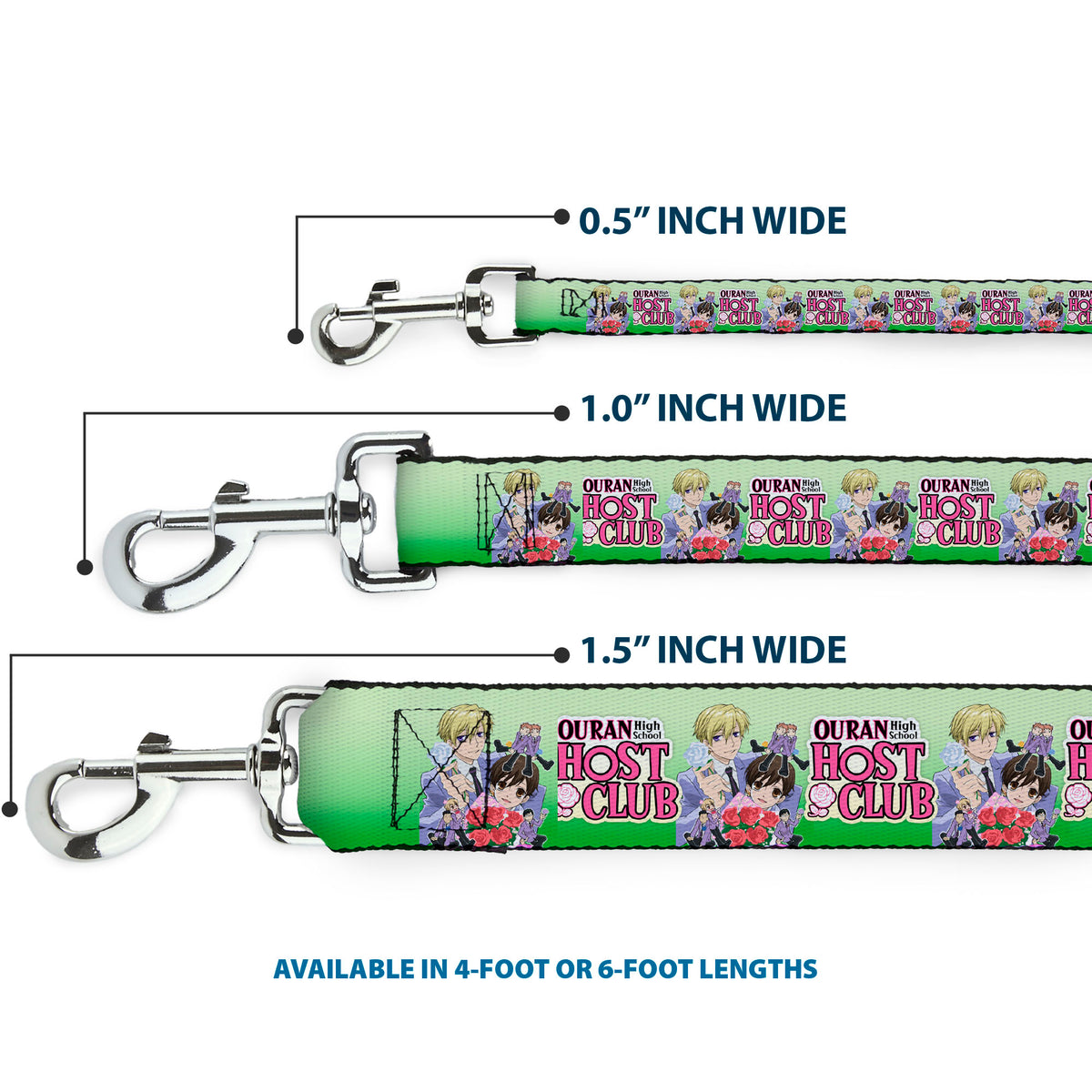 Dog Leash - OURAN HIGH SCHOOL HOST CLUB Haruhi and Friends Group Pose and Title Logo Greens Dog Leashes Ouran High School Host Club