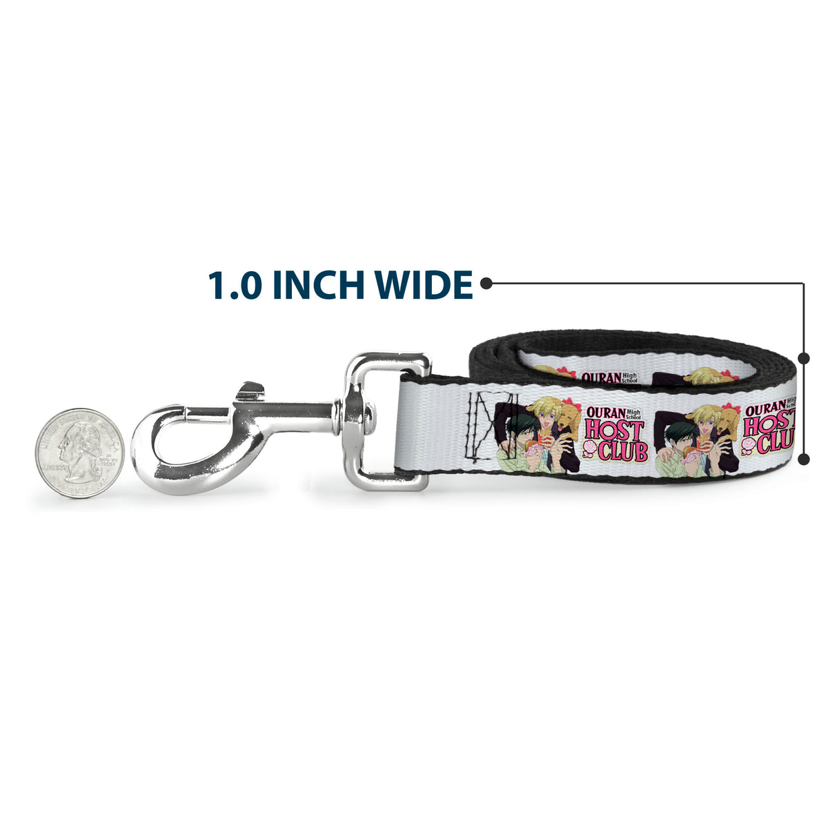Dog Leash - OURAN HIGH SCHOOL HOST CLUB Kyoya Haruhi and Antoinette Pose and Title Logo White Dog Leashes Ouran High School Host Club